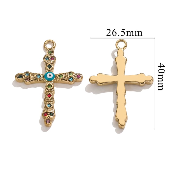 1 Piece Classic Retro Style Cross Shape Stainless Steel  Gold Color Women's Pendant 